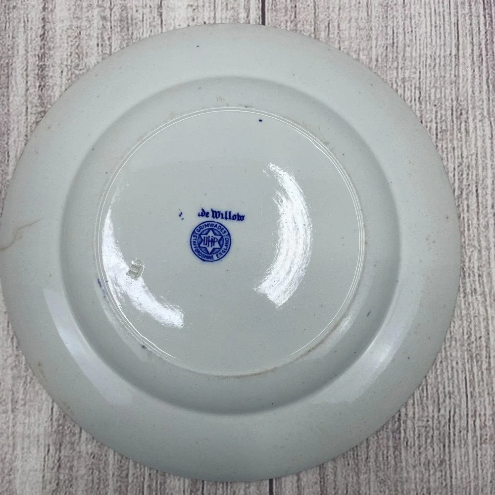 Grimwades England Ye Olde Willow Dinner Plate 10-1/8" Traditional Blue & White - Picture 5 of 7